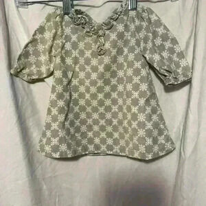 Adorable 100% cotton dress and matching bloomers EUC gray and white size 3m